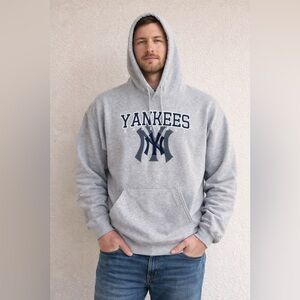 Vintage Yankees NY Grey Hoodie Men Size XL Made In USA Gildan Heavy Blend